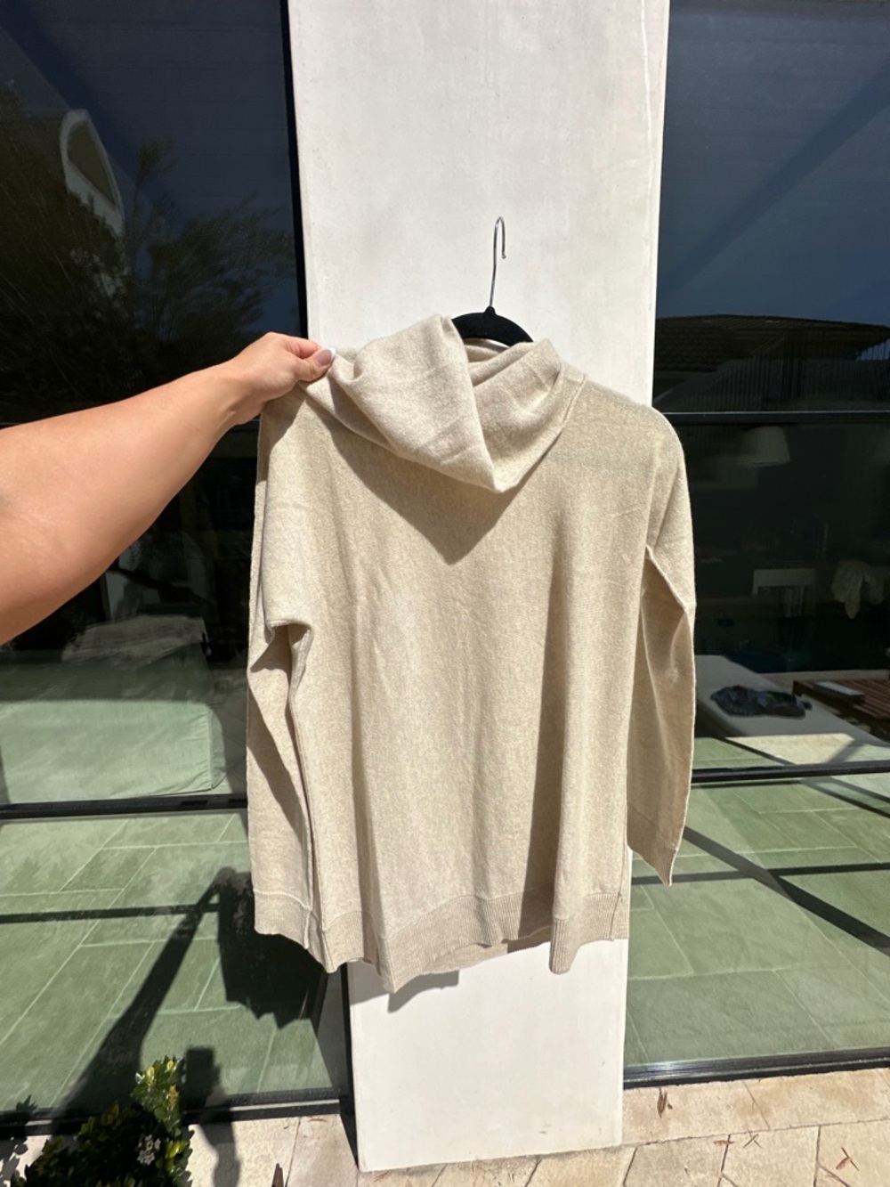 All Saints Cream Knit Cowl Sweater